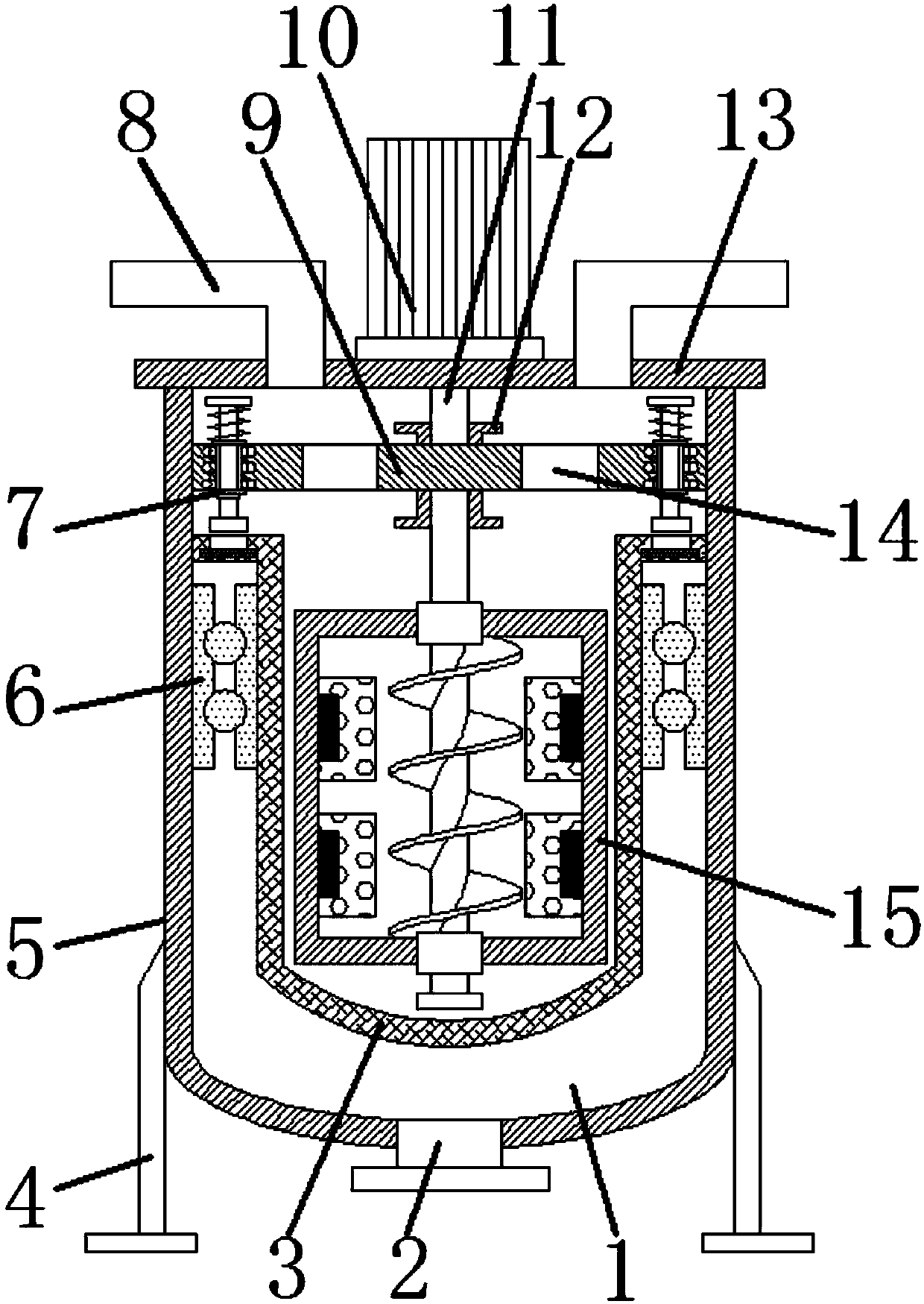 Building coating stirring and centrifugal separating device capable of removing ferromagnetic material