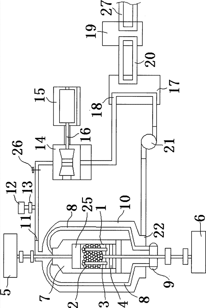 Integrated high temperature gas cooling pebble bed nuclear reactor power generation system