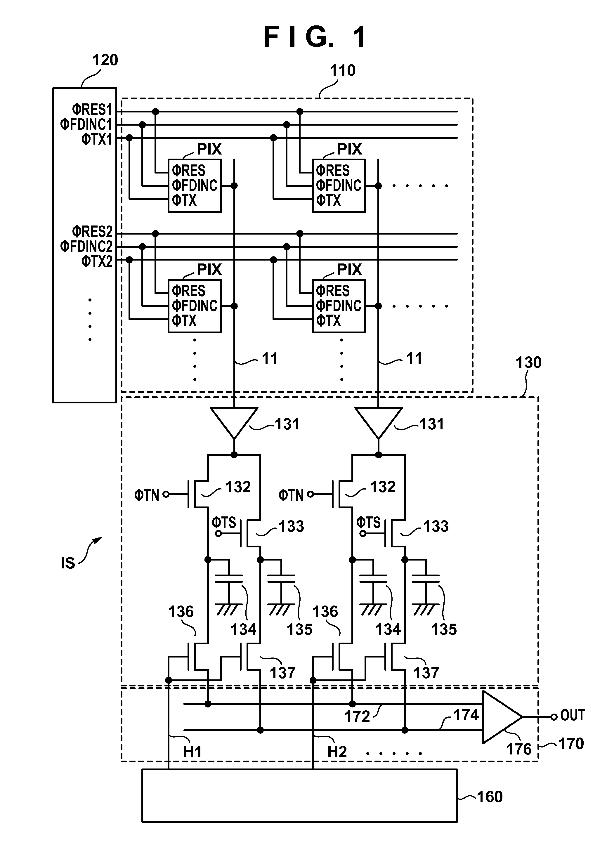 Solid-state image sensor and camera with charge-voltage converter