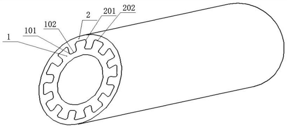 Rib type coupled wear-resistant composite lining repair pipe and lining repair method