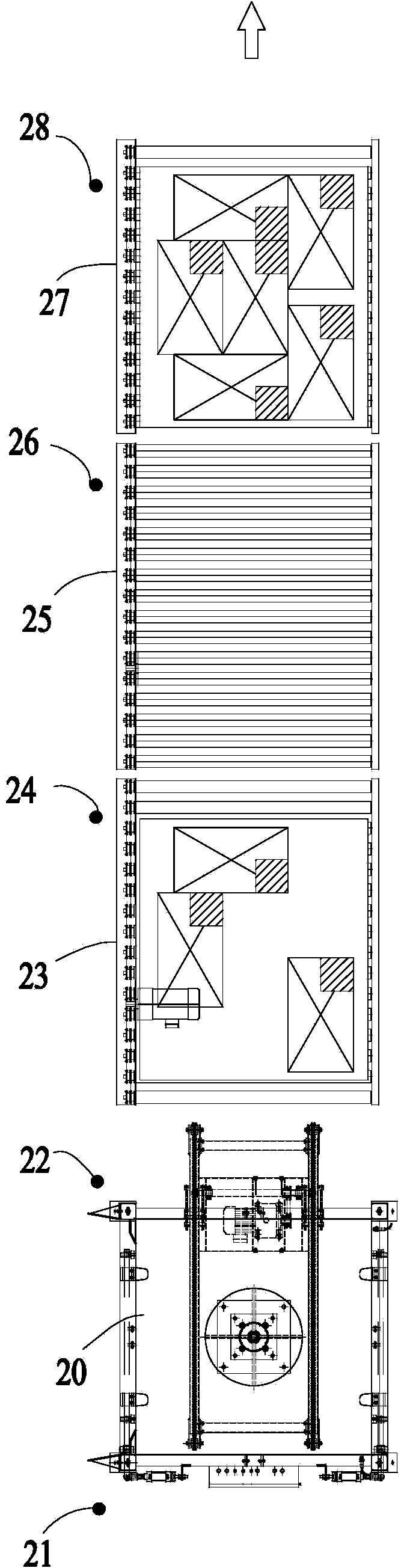 Hybrid stacking production line device and stacking system