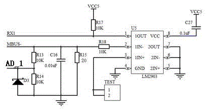 MBUS calorimeter data acquisition controller receiving circuit