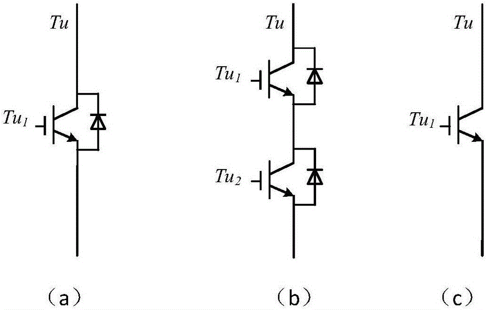 Unipolar current cross-connected three-level sub-module