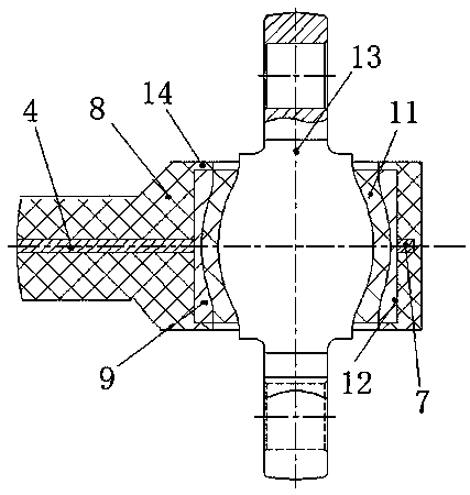 Light-weight method of elastic connecting rod with rubber metal ball hinge