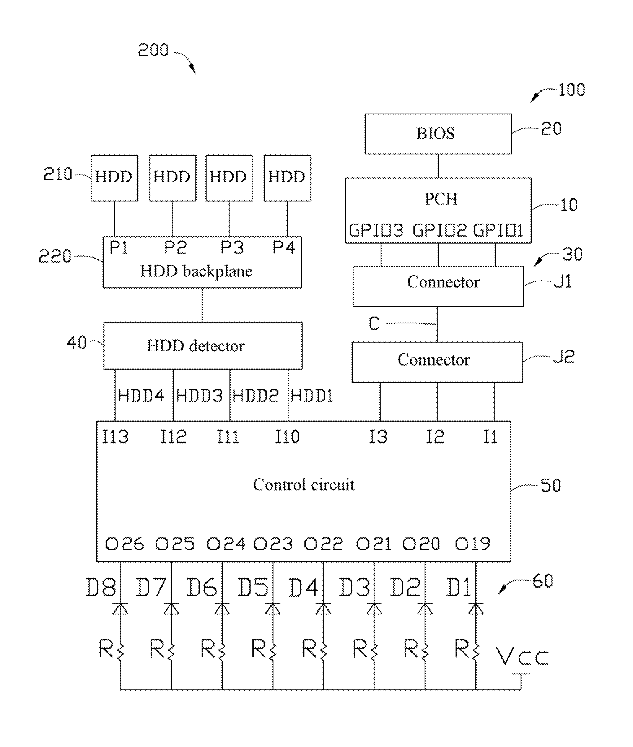 Electronic device having indication circuit for data transmission rate of hard disk drives