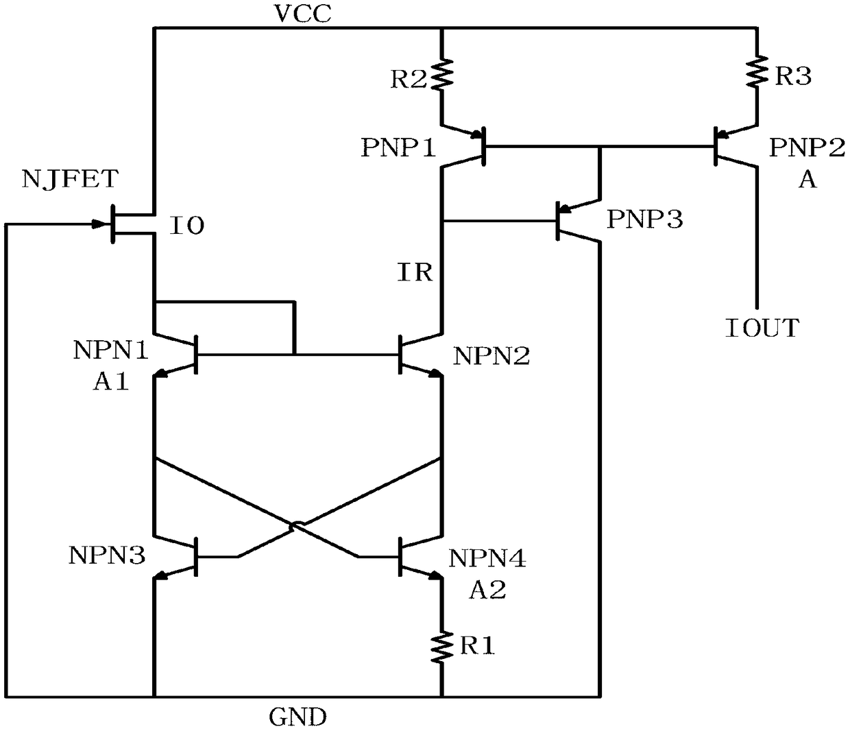 Zero temperature drift current source circuit insensitive to power supply