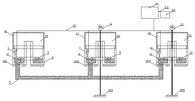 Device for measuring elevation position variation at different levels of monitoring points and application method