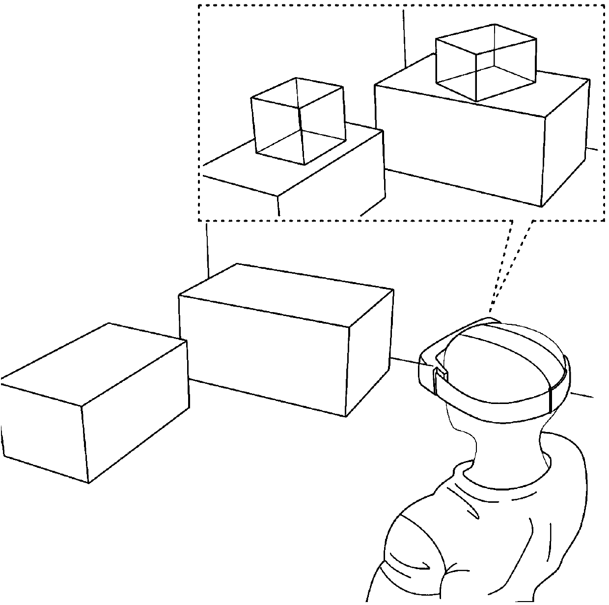 Real scene mapping system and method in virtual reality