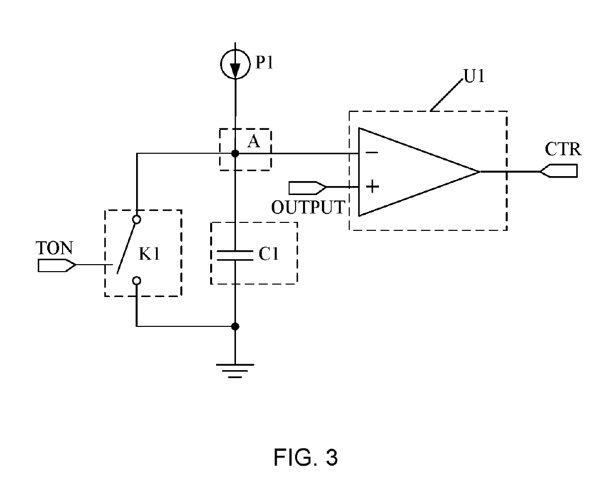 Control circuit and device with edge comparison for switching circuit