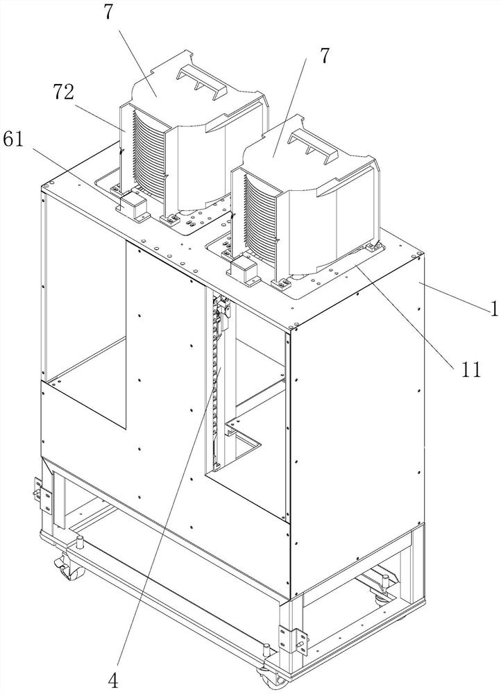 Wafer box in-out conveying device for vertical oxidation furnace