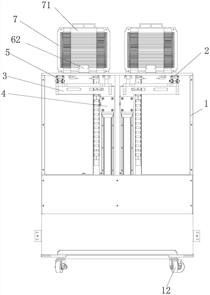 Wafer box in-out conveying device for vertical oxidation furnace