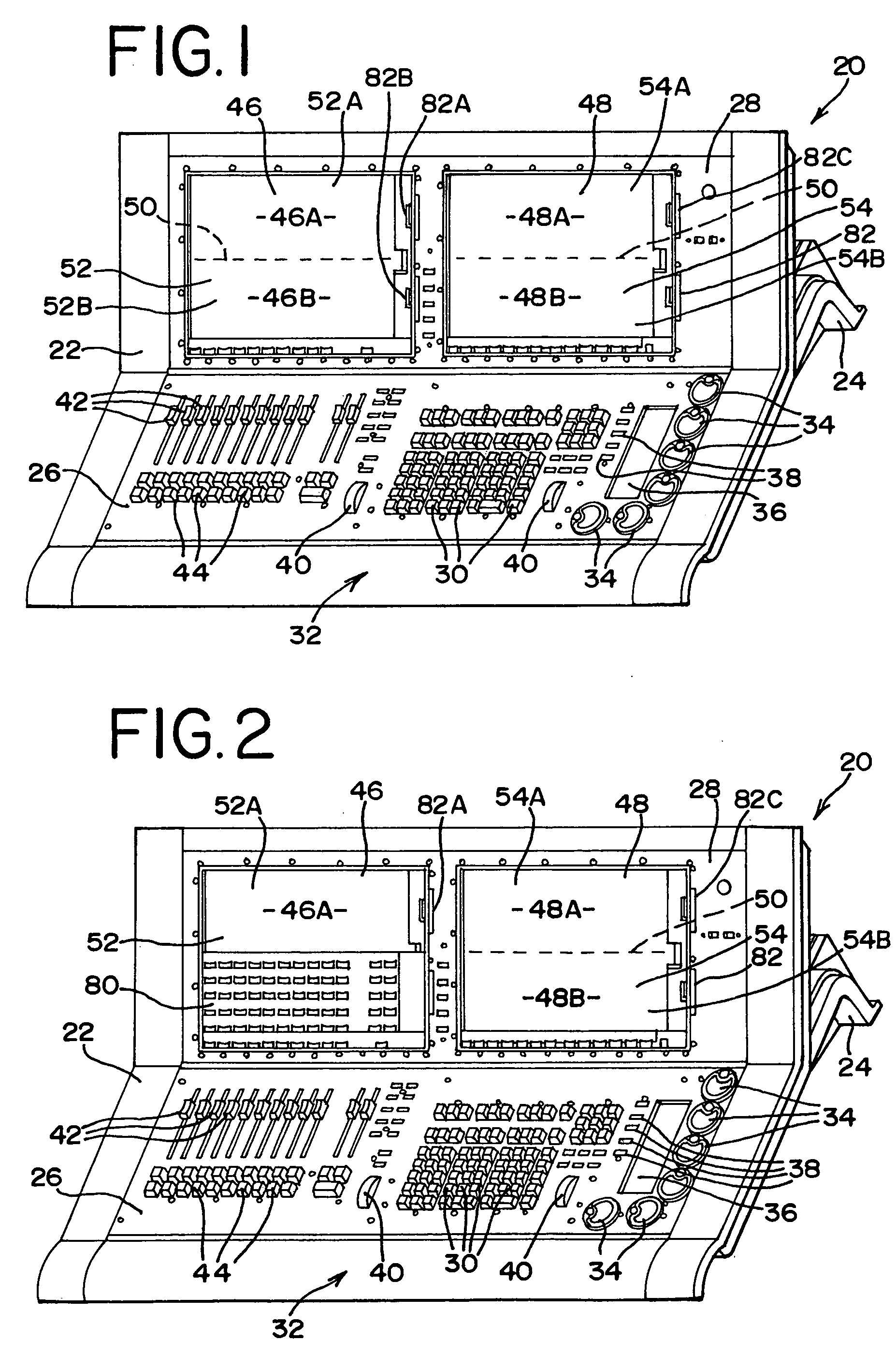 Segmented touch screen console with module docking
