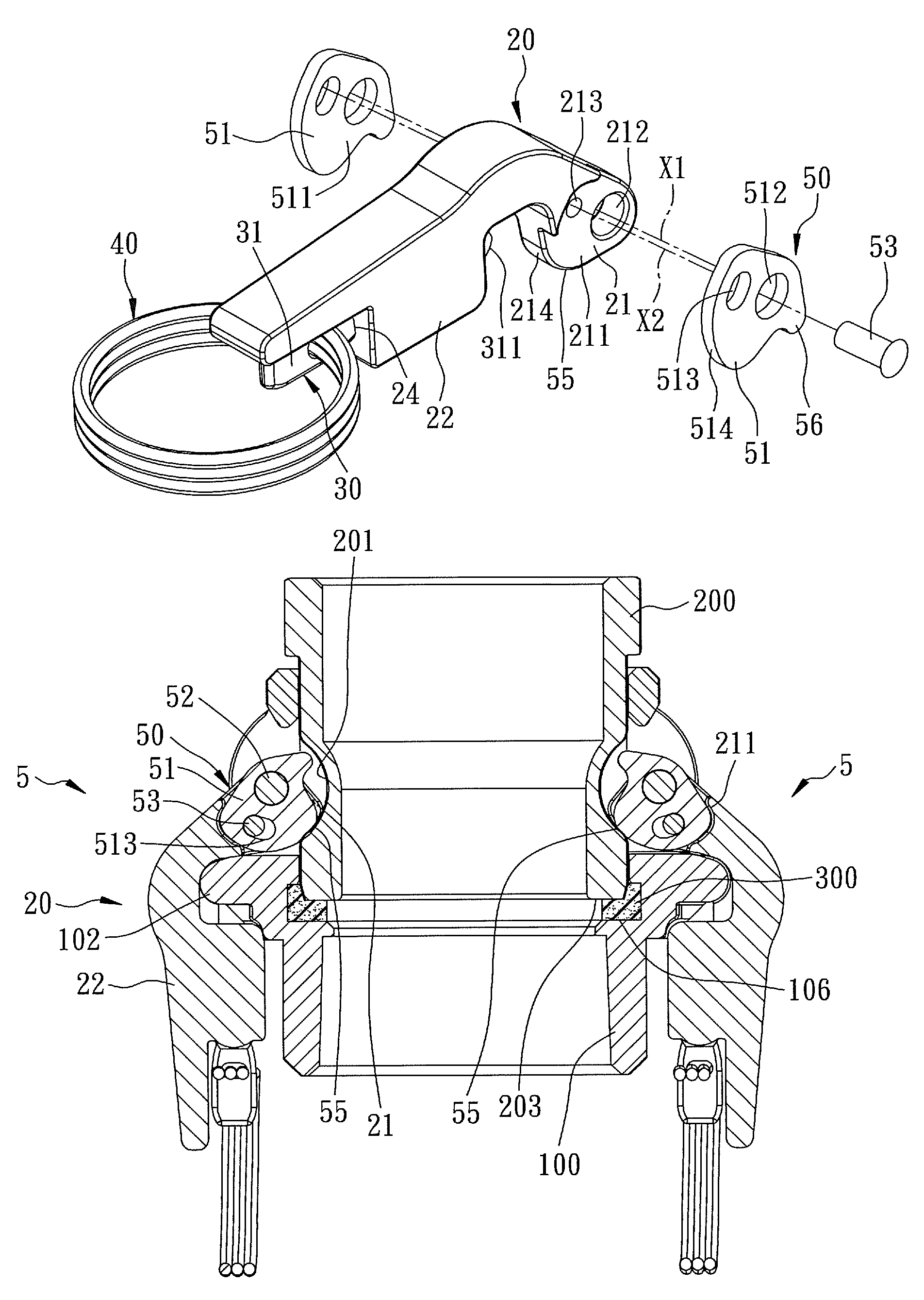 Cam-lock actuating device for use in a locking coupling assembly that couples two tubular members