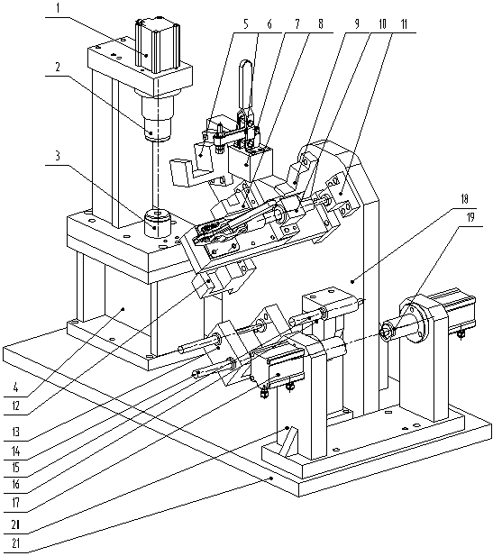 Combination machining method of front half body of riding type motorcycle frame and auxiliary device thereof