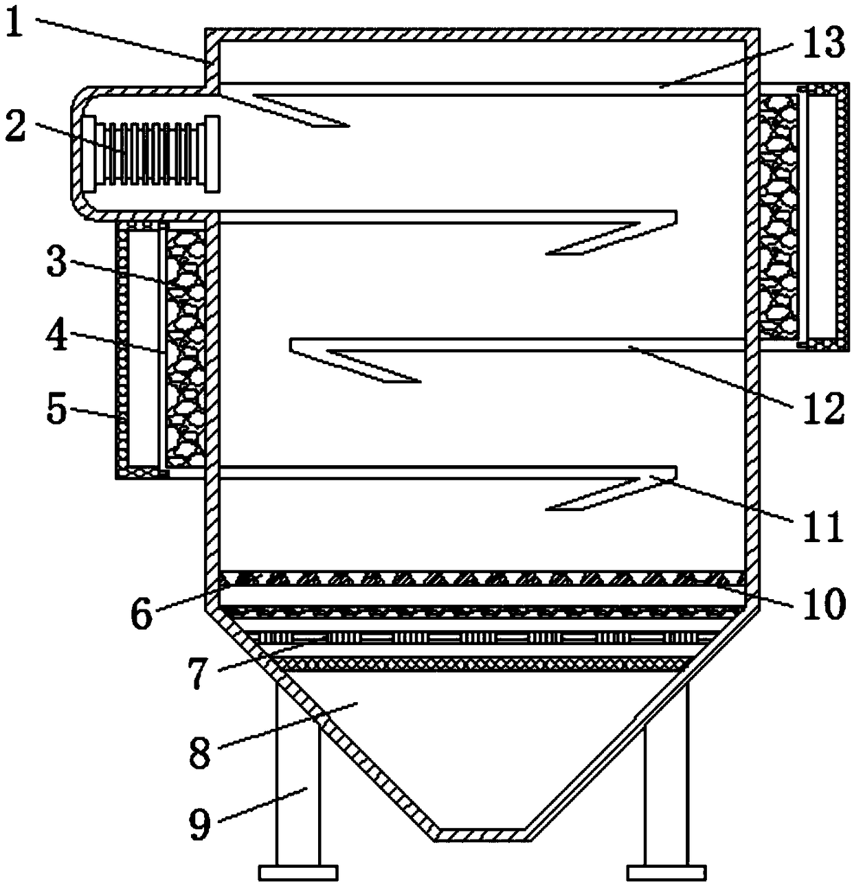 Dust removal device for sales of instruments and apparatuses