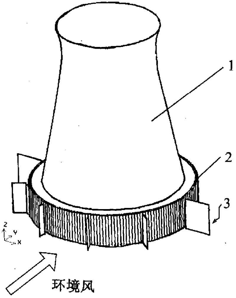 Diversion device for environmental wind outside vertically arranged air-cooled radiator of indirect air cooling system