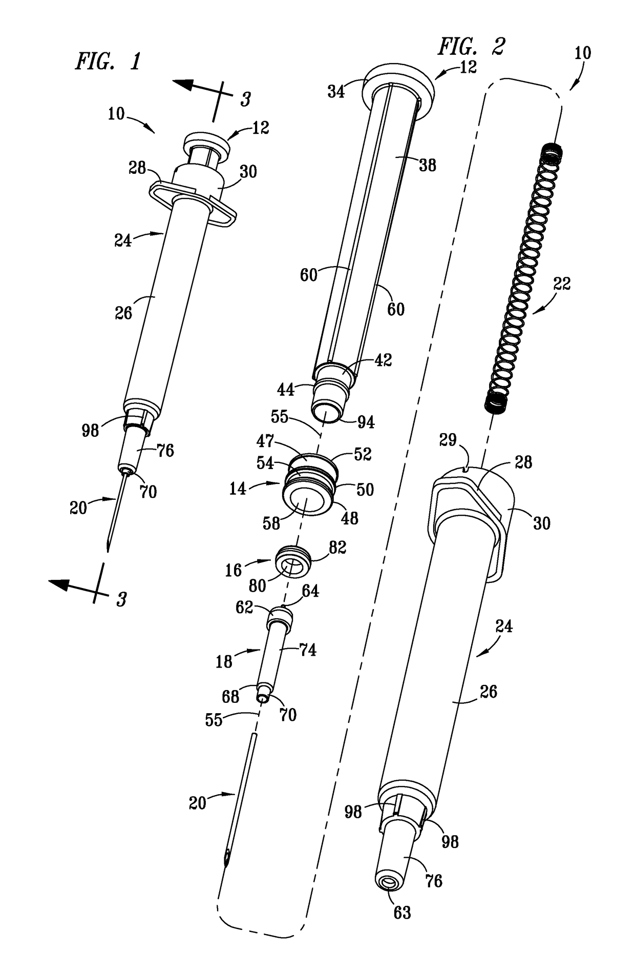 Syringe with retractable needle and moveable plunger seal