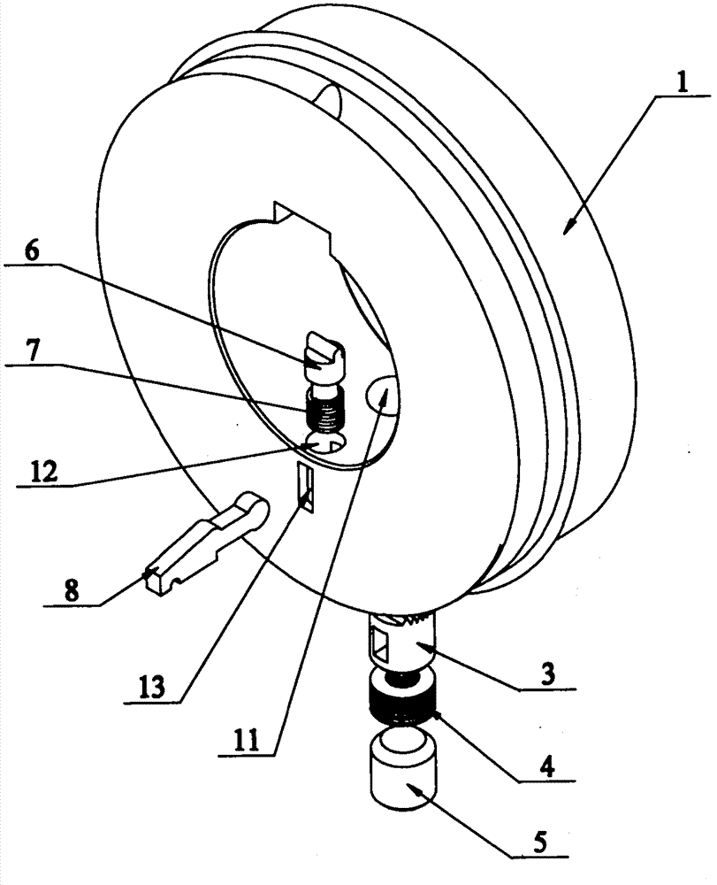 Axial locating self-locking device of creasing wheel