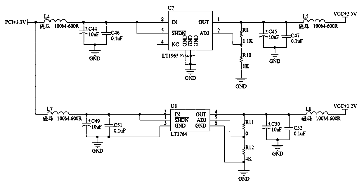 Dual-channel shared clock trigger delay adjusting device based on PCI bus