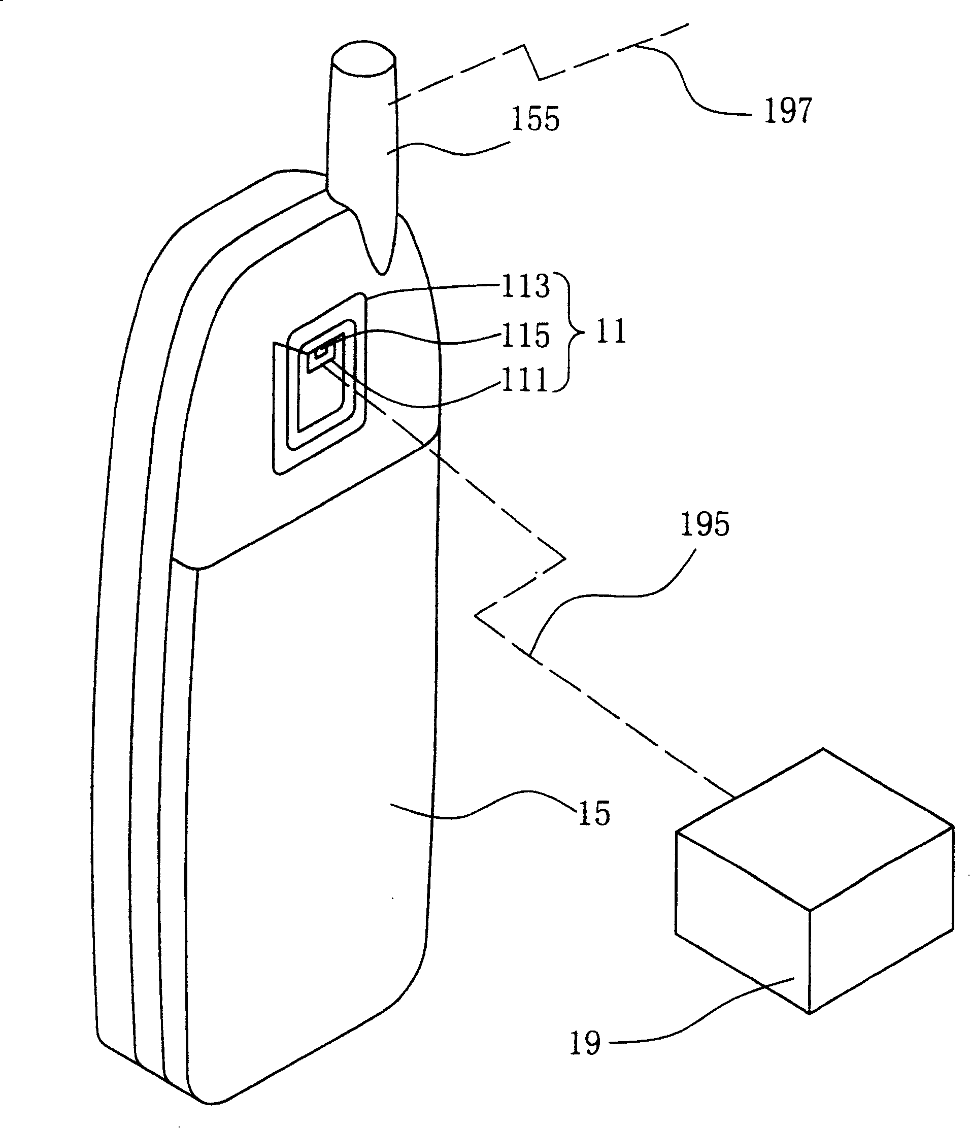 Radio frequency antenna with longdistance identifying function