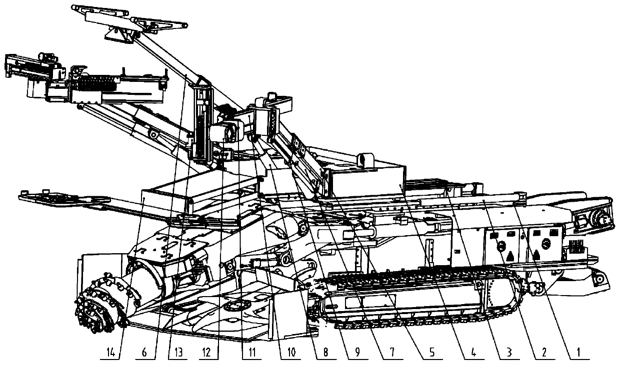 Onboard anchoring device for tunnelling machine