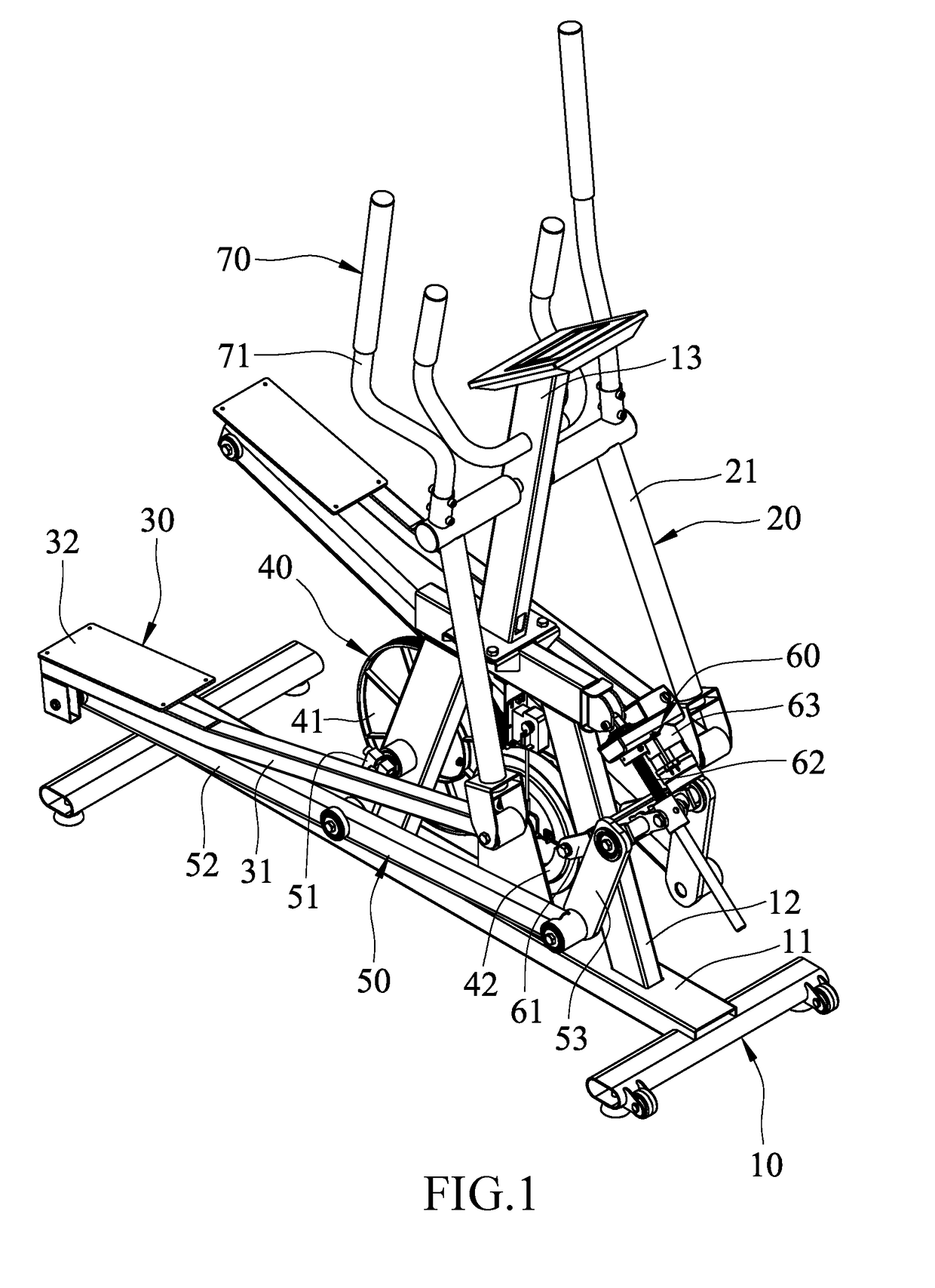 Climbing exerciser machine with adjustable inclination
