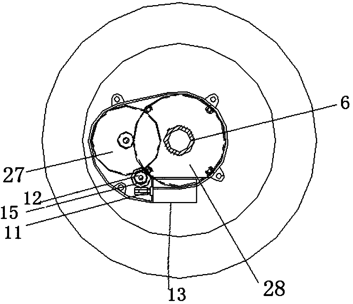 Umbrella rack with shared rotary disc