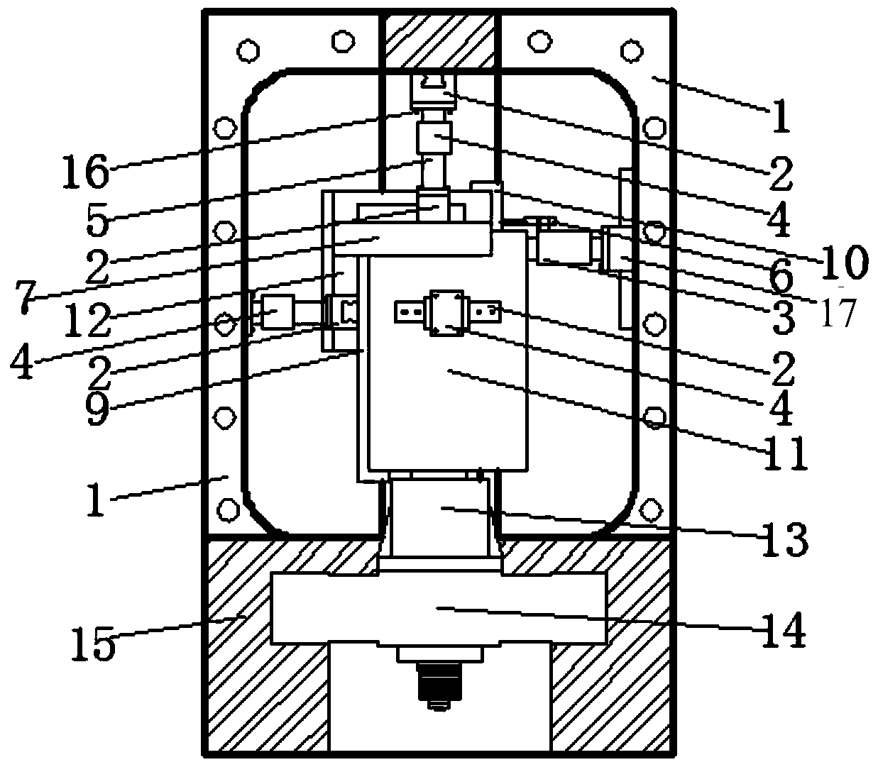 A sliding variable size rigid triaxial instrument