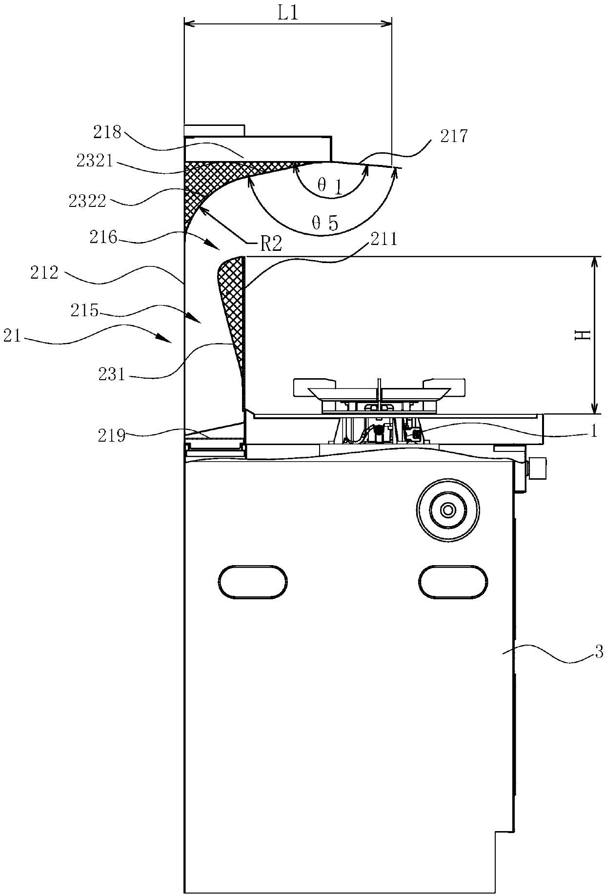 Integrated cooker with air guide device