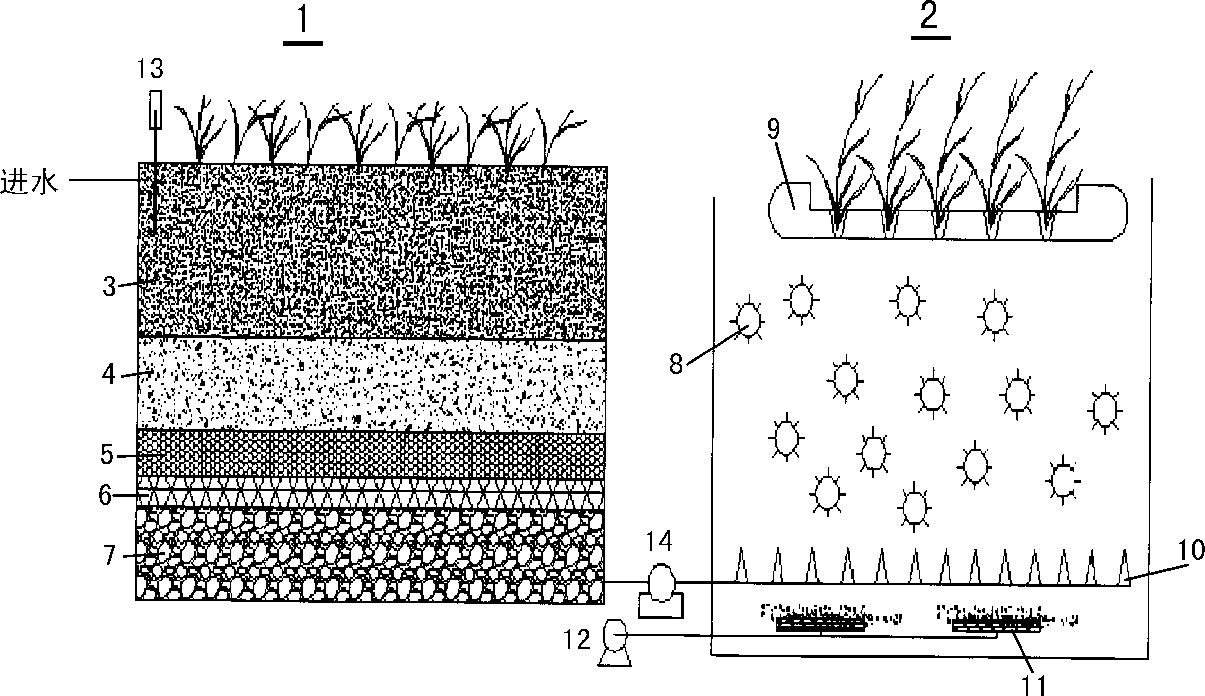 Soil remediation and sewage purification integrated ecological treatment device
