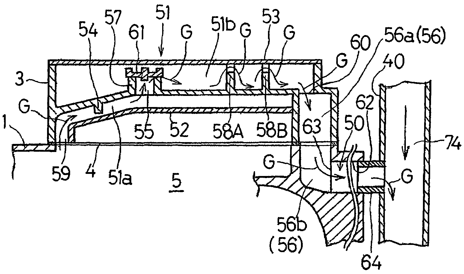 Combustion engine of vertical shaft type