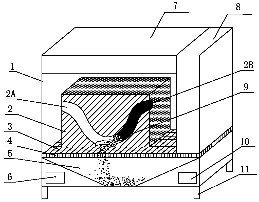 Device and method for removing redundant sand of 3D printing sand mould in magnetic control vibration mode