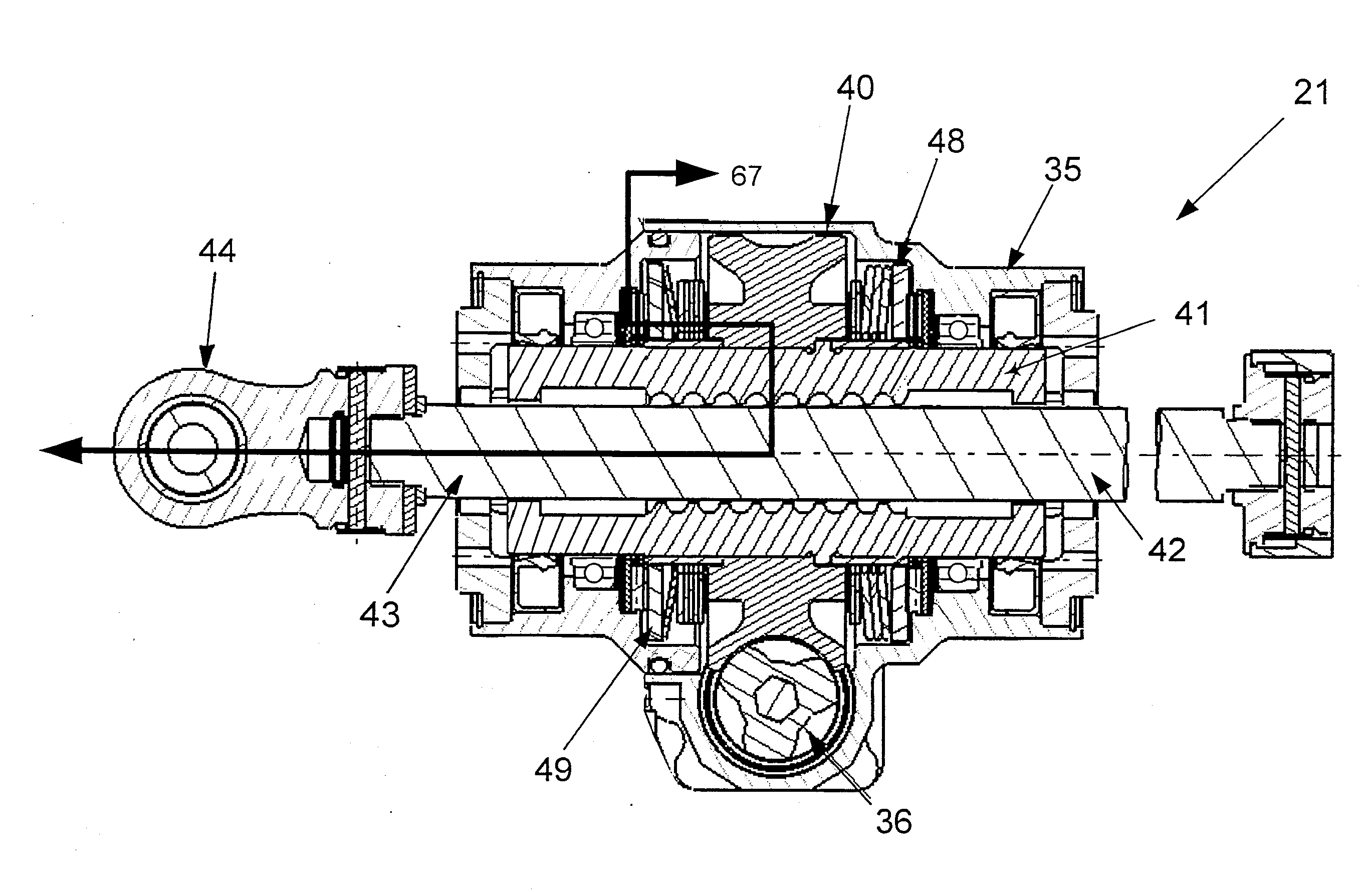 Aircraft flight control actuation system with direct acting, force limiting, actuator