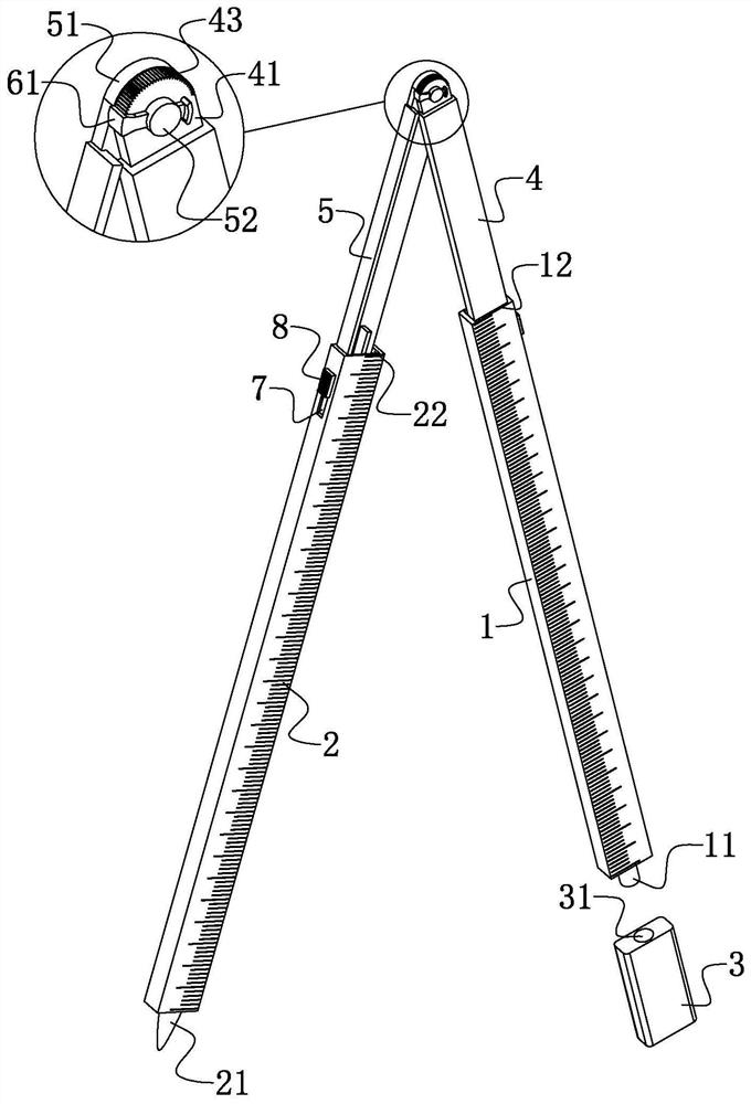 Multifunctional teaching aid rod applied to mathematics teaching