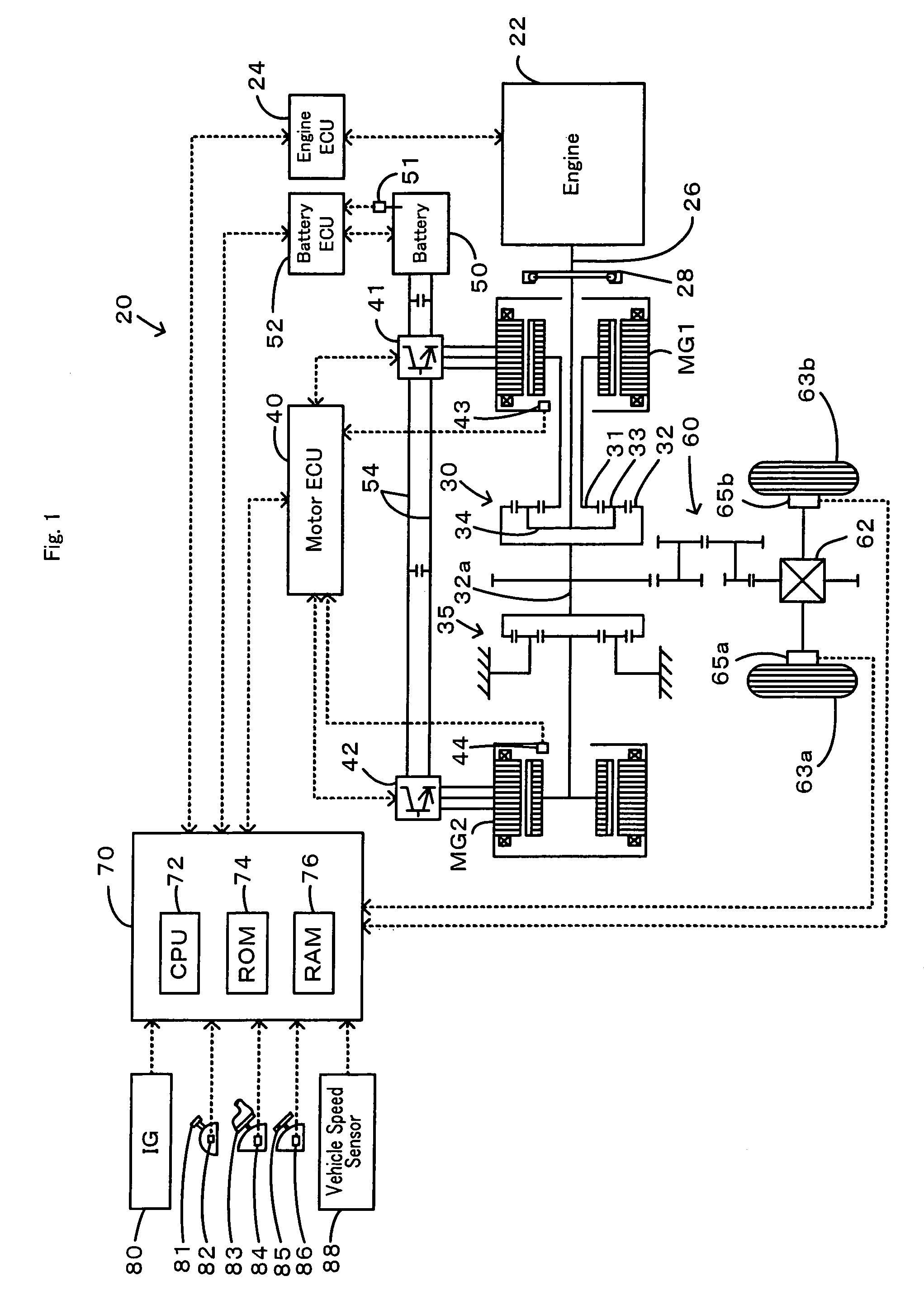 Power output apparatus, control method of power output apparatus, and vehicle equipped with power output apparatus