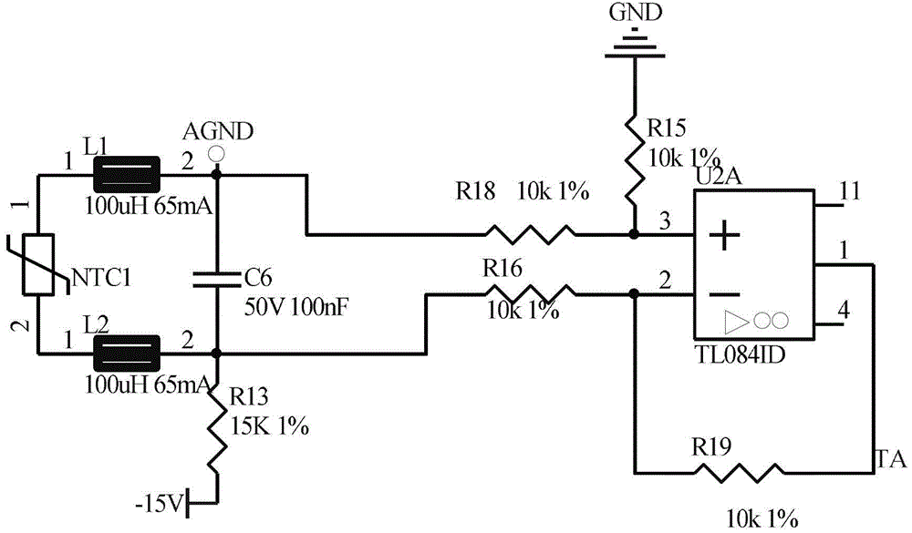 High-power IGBT (Insulated Gate Bipolar Transistor) temperature acquisition protection circuit