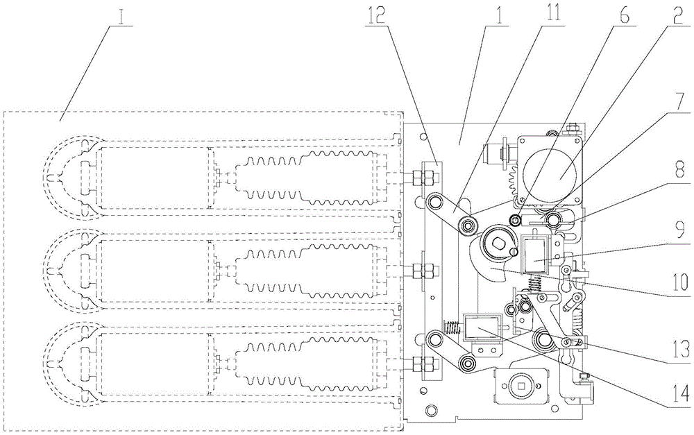 Circuit breaker mechanism for solid insulated ring main unit