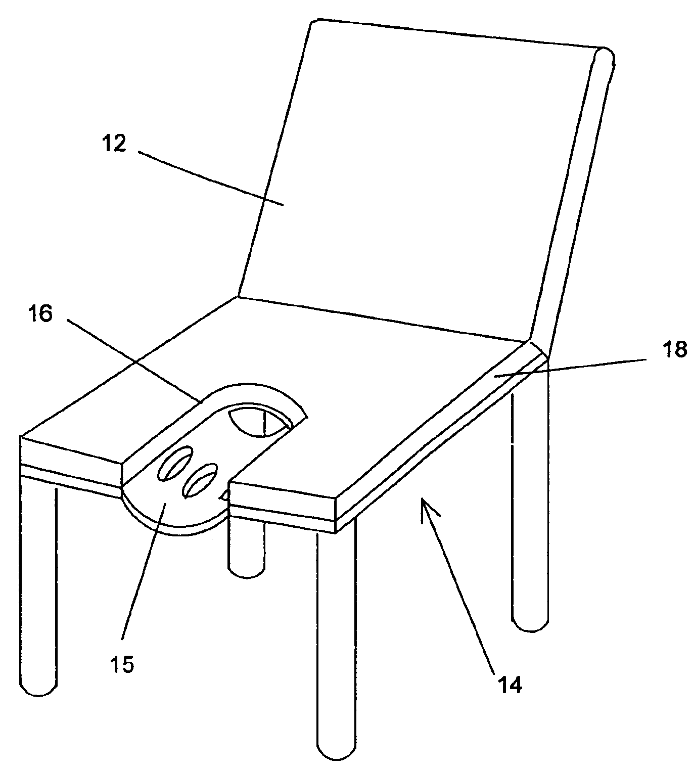 Seat with contoured-front for localized body heat dispersion and pressure reduction