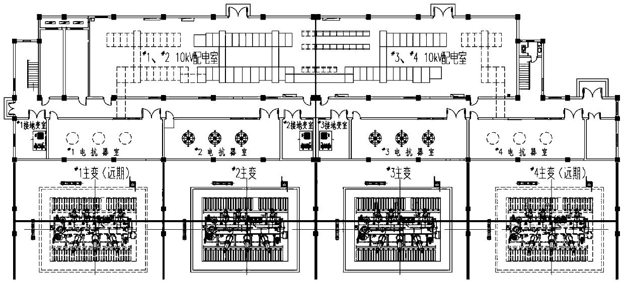 A 3-building layout substation