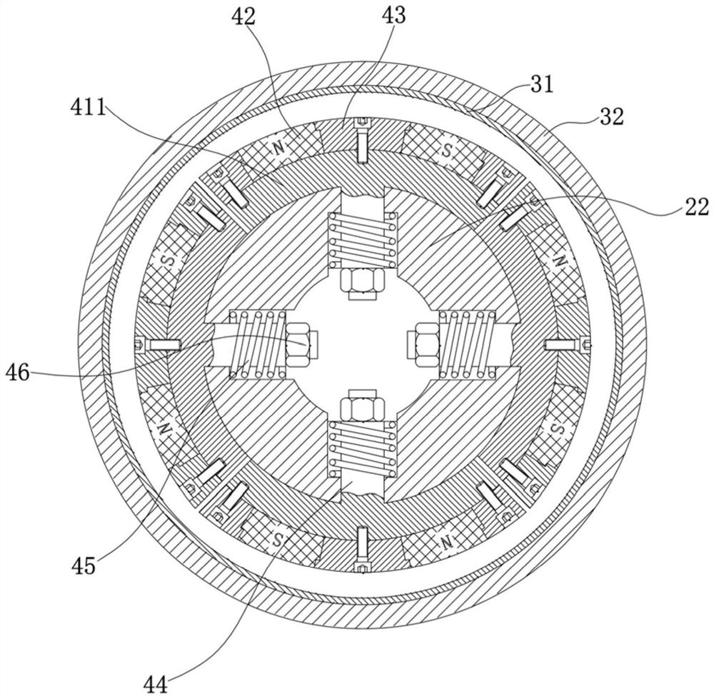 Barrel type permanent magnet flexible connection device with air gap self-adjusting function