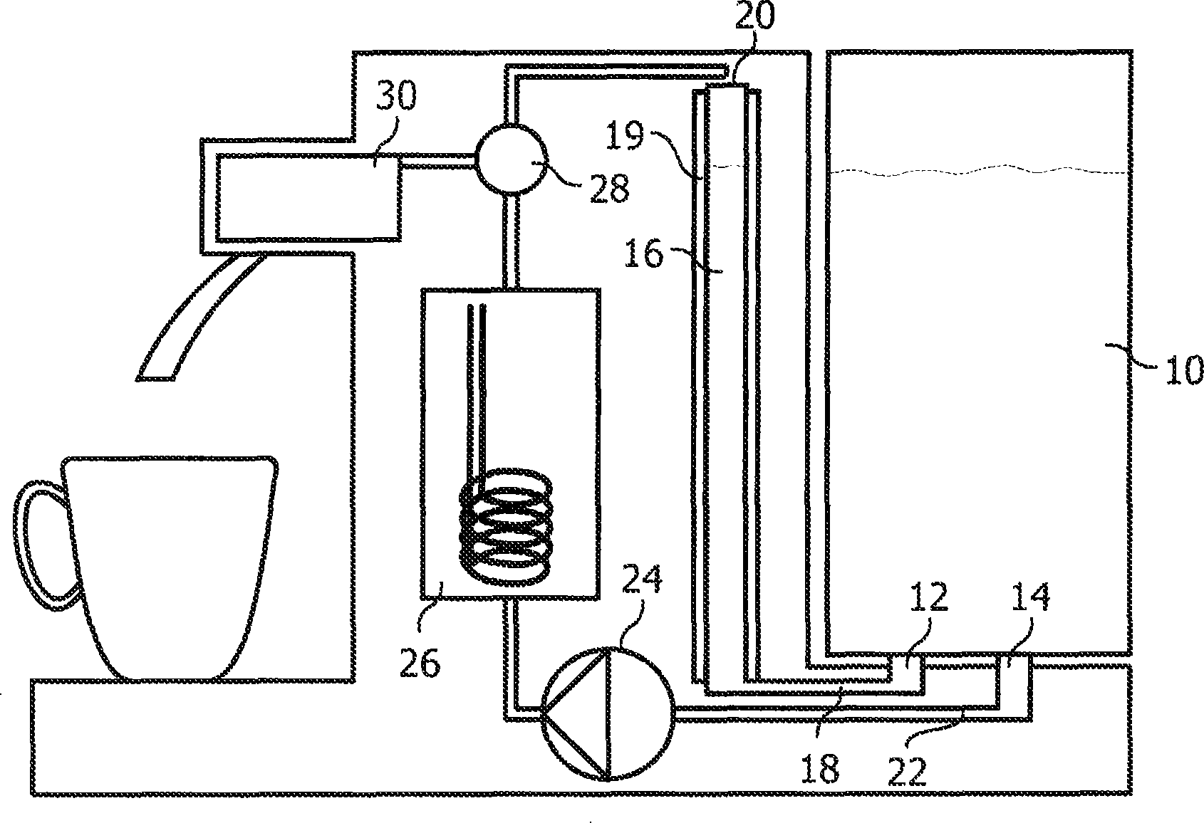 Beverage preparation machine having a liquid level sensor