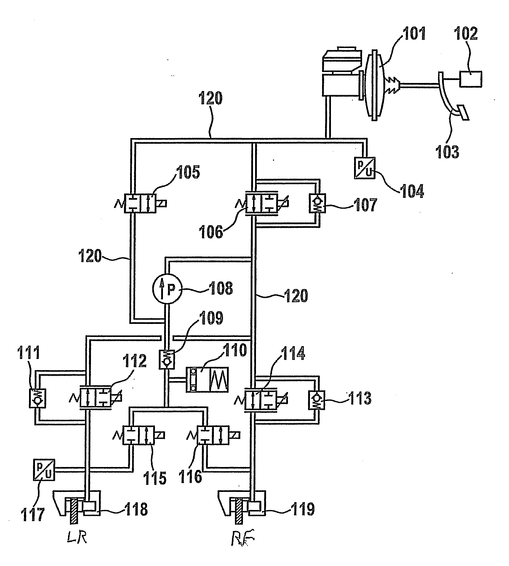 Method and device for determining and balancing the working point of valves in a hydraulic system