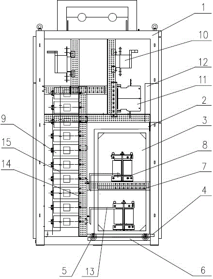 Submerged arc furnace low-pressure filtering energy-saving cabinet with push-pull type reactance handcart