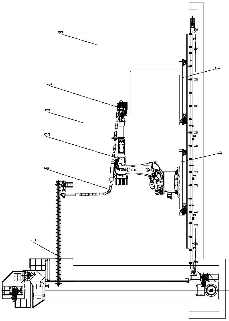 Self-propelled multi-arm robot cleaning machine