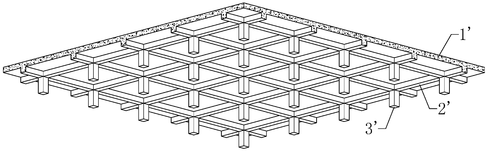 Hollow beamless floor system structure and construction method thereof