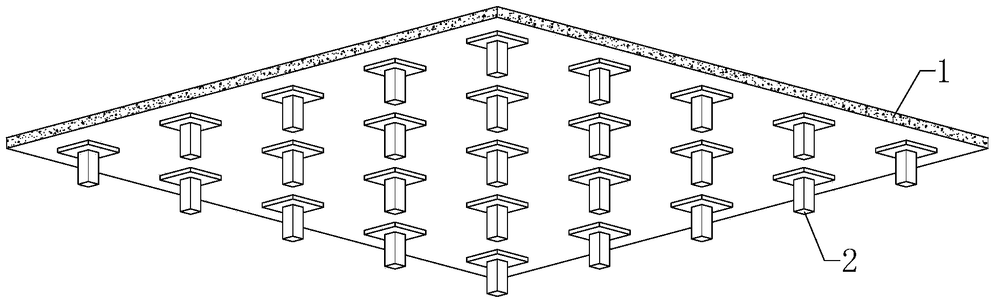 Hollow beamless floor system structure and construction method thereof