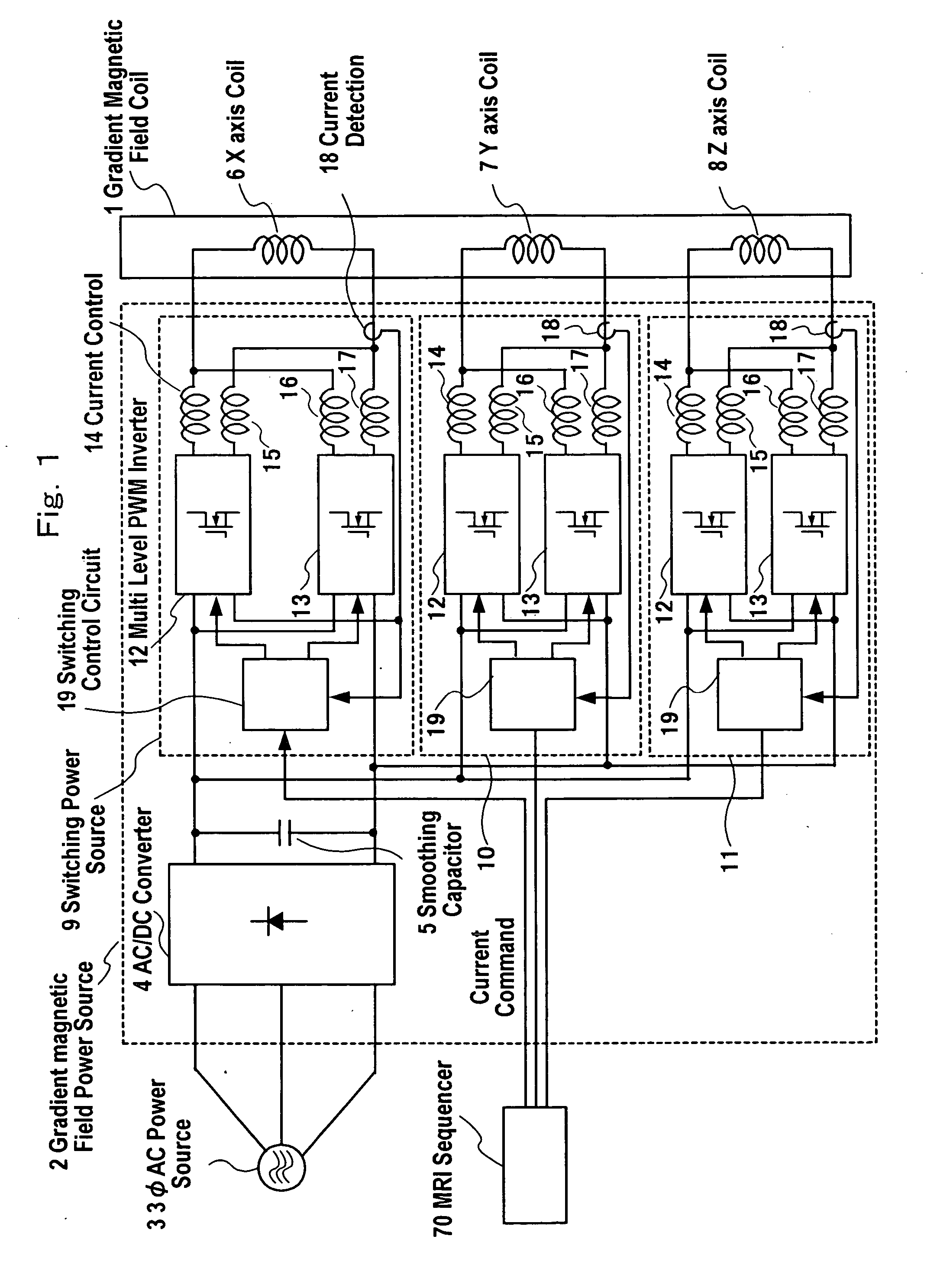Switching type power source device and magnetio resonance imaging device using the same