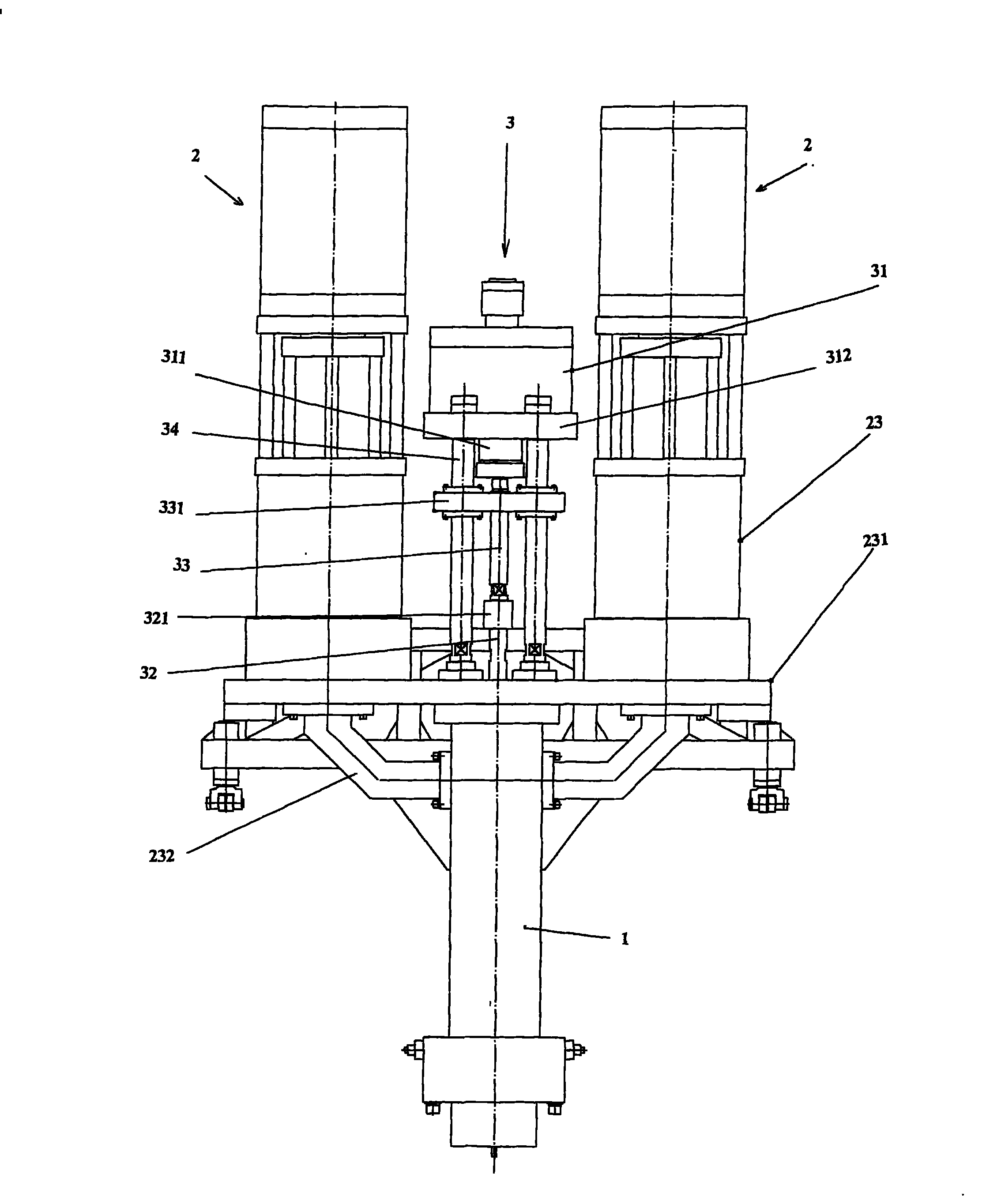 Flat parsion shaping mechanism of plastic hollow shaping device