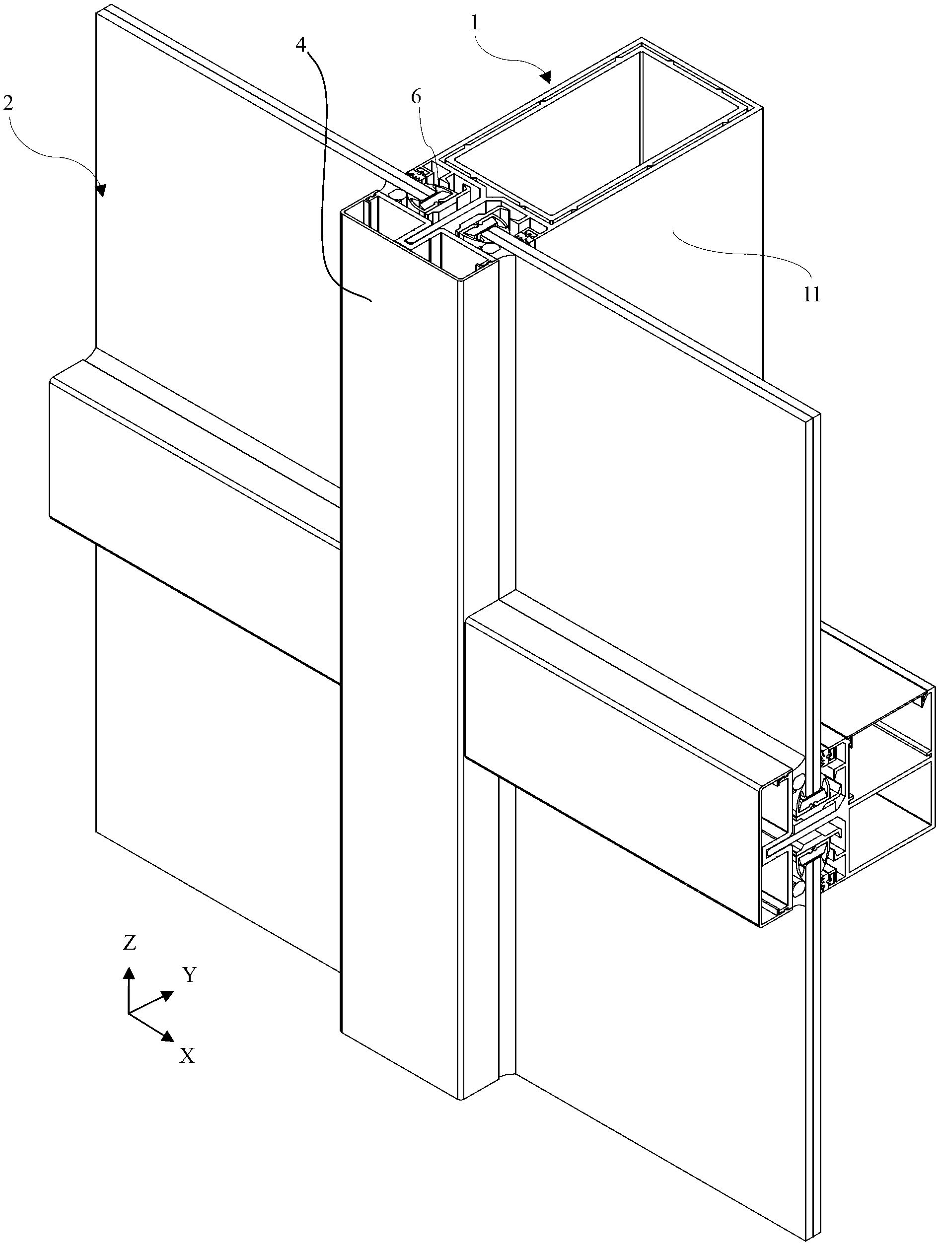 Anti-separation glass curtain wall mounting structure and anti-separation glass curtain wall mounting method