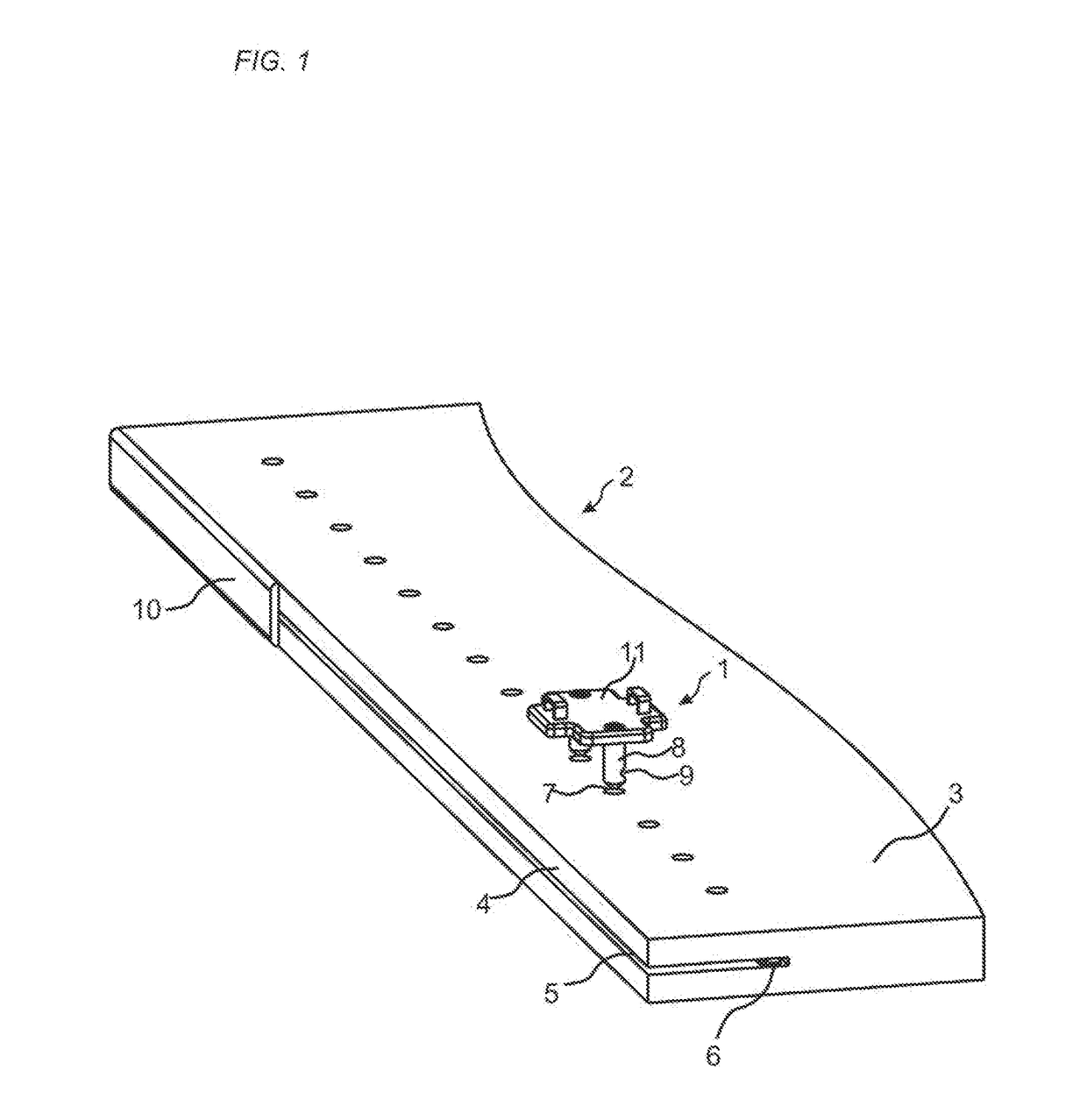 Panel with a fastening device
